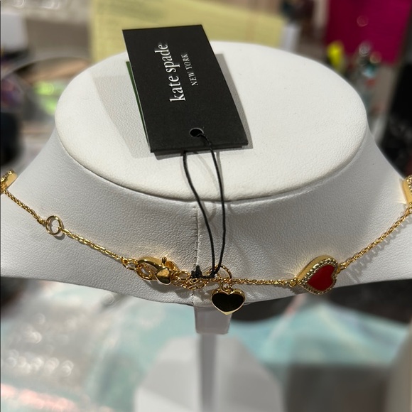 834. Kate Spade Red Gold Heart‎ Necklace 17”- 19” - Picture 2 of 2